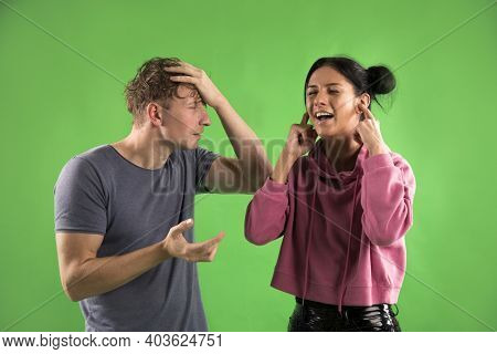 Love Couple. Man And Woman Posing Studio. Emotion. Stress. Family Photo.