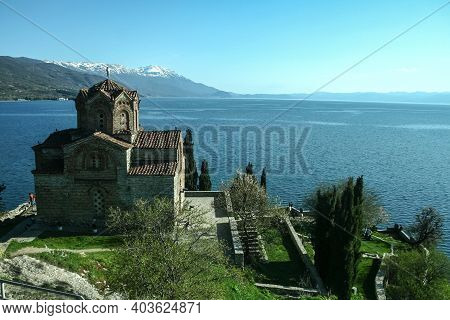 Saint Naum Monastery In The Afternoon Over Ohrid Lake, In The Southern Part Of The Republic Of Maced