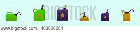 Set Of Oilcan Cartoon Icon Design Template With Various Models. Modern Vector Illustration Isolated 