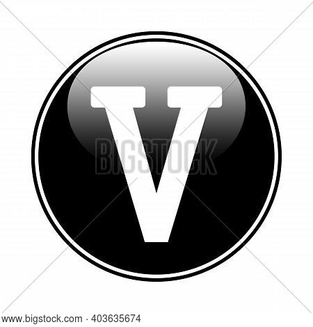 Roman Numeral Five Button On White Background. Vector Illustration.