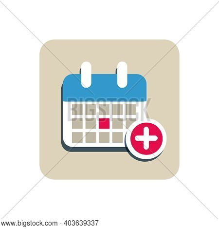 Flat Design Calendar Icon With Add Event Button Vector Illustration