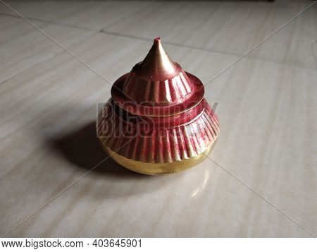 Vermilion Pot Selectively Focused. Vermilion Is Most Important And Devotion Tradition Of A Indian Ma
