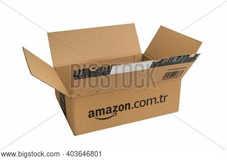 Amazon Turkey Cargo Box On White Background.