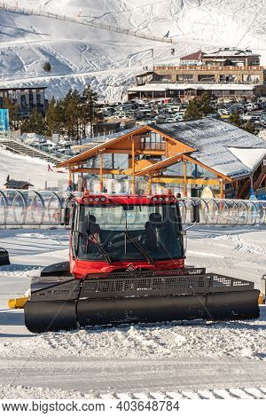 Grandvalira, Andorra: 2021 January 17: Prinoth Snow Groomers  From The Grandvalira Ski Resort In El 