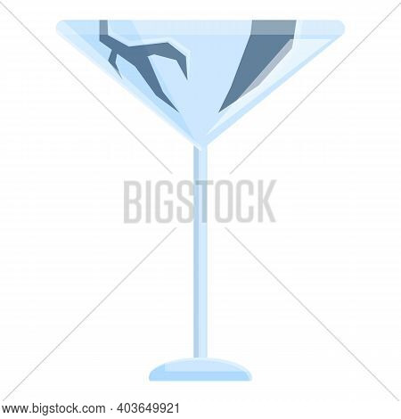 Broken Martini Glass Icon. Cartoon Of Broken Martini Glass Vector Icon For Web Design Isolated On Wh