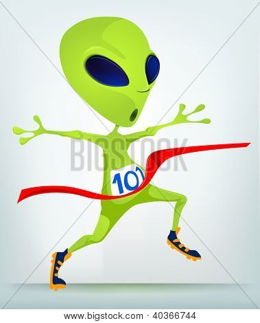 Kreslená postava legrační Alien izolovaných na šedém pozadí přechodu. Dokončete. Vektorový EPS 10.