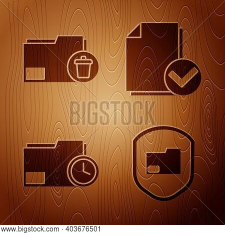 Set Document Folder Protection, Delete Folder, Document Folder With Clock And Document And Check Mar