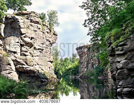 Beautiful Rocky Canyon With River (hirskyy Tikich) In Buky Village, Ukraine