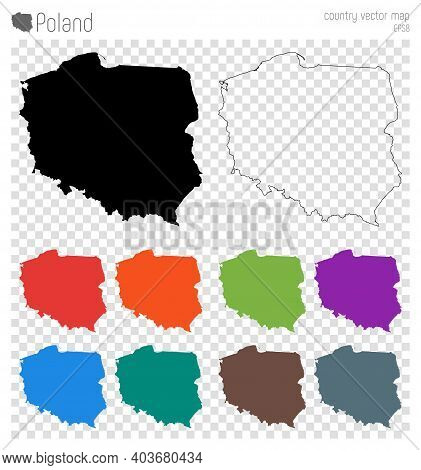 Poland High Detailed Map. Isolated Black Country Outline. Vector Illustration.