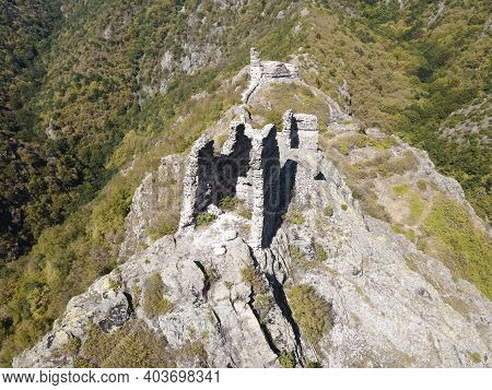 Aerial View Of Ruins Of Anevsko Kale Fortress Near Town Of Sopot, Plovdiv Region, Bulgaria