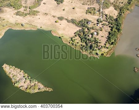 Amazing Aerial View Of Pchelina Reservoir, Pernik Region, Bulgaria