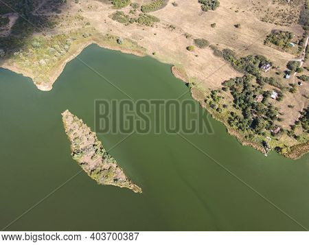 Amazing Aerial View Of Pchelina Reservoir, Pernik Region, Bulgaria