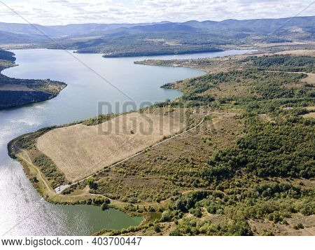 Amazing Aerial View Of Pchelina Reservoir, Pernik Region, Bulgaria