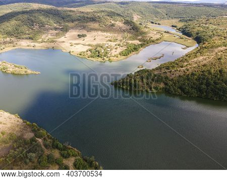 Amazing Aerial View Of Pchelina Reservoir, Pernik Region, Bulgaria