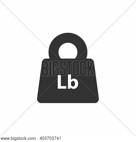 Lb, Lbs Weight Mass Black Simple Flat Icon. Old Barbell Press In Flat Design. Black Silhouette Isola
