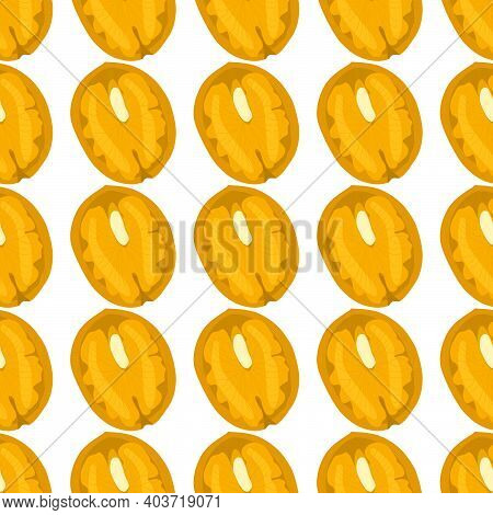 Illustration On Theme Big Pattern Identical Types Walnut, Nut Equal Size. Walnut Pattern Consisting 