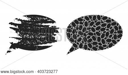 Vector Chat Cloud Fractal Is Made From Random Fractal Chat Cloud Parts. Textured Chat Cloud Icon. Fr