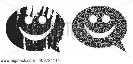 Vector Happy Message Fractal Is Created From Repeating Fractal Happy Message Elements. Distress Happ
