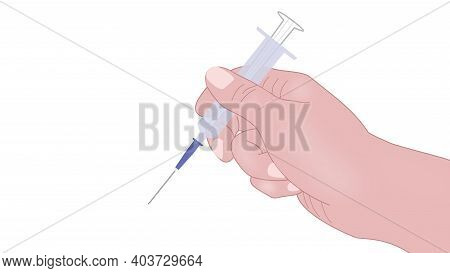 Illustration Of A Hand Holding A Vaccine