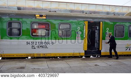 Warsaw, Poland. 17 January 2021. Warszawa Stadion Is A Railway Station, Located In The District Of P