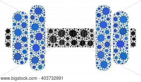 Raster Barbell V5 Covid Mosaic Icon Constructed For Health Care Purposes. Barbell V5 Mosaic Is Const