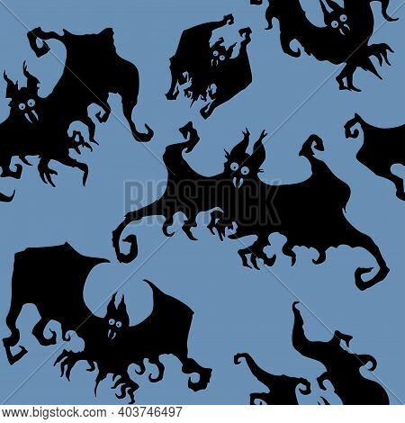 Seamless Decorative Texture With Black Halloween Bats