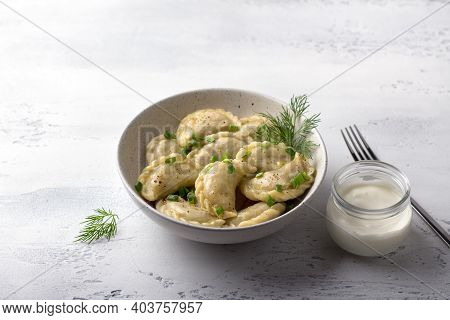 Homemade Vegan Dumplings, Vareniki, Pierogi, Kreplach Stuffed With Vegan Lentil 