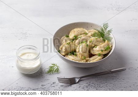 Homemade Vegan Dumplings, Vareniki, Pierogi, Kreplach Stuffed With Vegan Lentil 