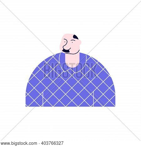 Handsome European Man Avatar In Front View. Portrait Of Confident Young Surprised Character Isolated