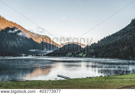 Haldensee Lake In Summer Morning Time In Austria