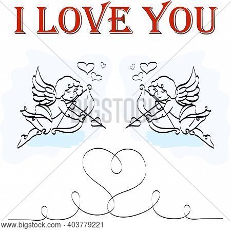 Two Licked Cupids Fourteenth Of February. Valentine's Day.