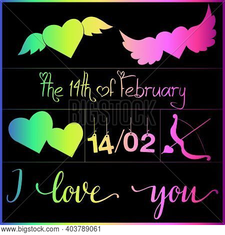 Stencils On A Colored Background. Symbols Of Love, Wedding, Passion.