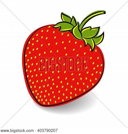 Kids Doodle Drawing Of Strawberry Isolated On White Background. Hand Drawn Style Sketch. Vector Illu