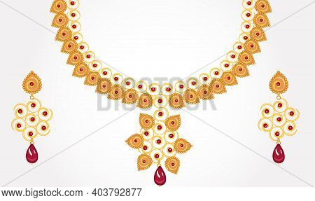 Jewelry Necklace Set With Ear Rings Set