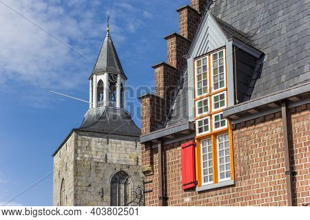 Colorful Window And Church Tower In The Center Of Tubbergen, Netherlands