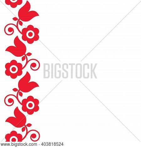 Polish Floral  Folk Art Vector Design Inspired By Traditional Highlanders Embroidery Lachy Sadeckie 