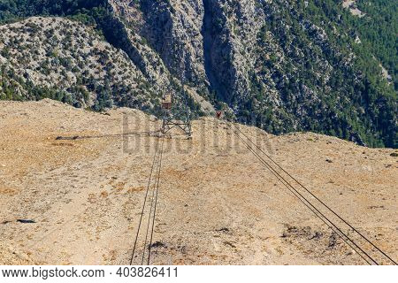 Cable Car On Ropeway Leading To A Top Of Tahtali Mountain In Antalya Province, Turkey