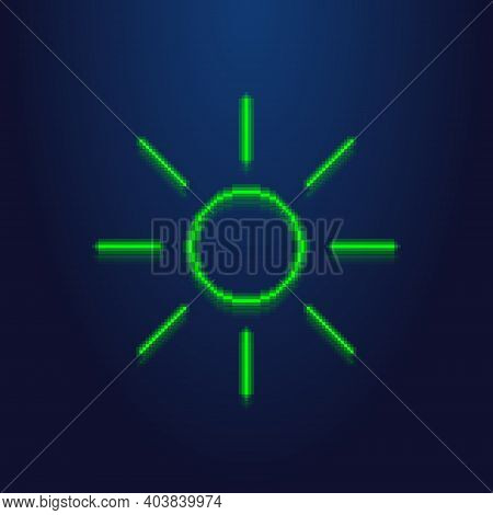 Colorful Simple Vector Pixel Art Illustration Of Absrtract Green Led Light Sun Circle