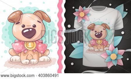 Teddy Dog, Idea For Print T-shirt. Vhanddraw