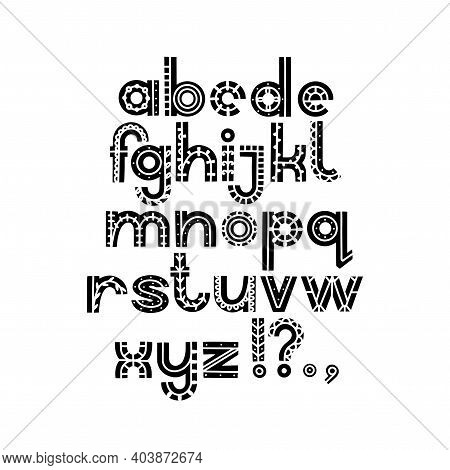 Fiesta Style Artisic Abc. Hand Drawn Ethnic Alphabet. Vector Letters With Decorative Elements.