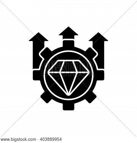 Excellence, High Standards Black Glyph Icon. Quality Control. Satisfaction Level Improvement. Core C