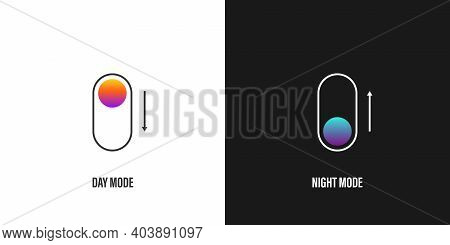 Day And Night Mode. Dark Mode Icon Concept. App Interface Design Concept. Dark Mode Switch Icon. Vec