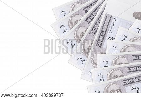2 Estonian Kroon Bills Lies Isolated On White Background With Copy Space. Rich Life Conceptual Backg