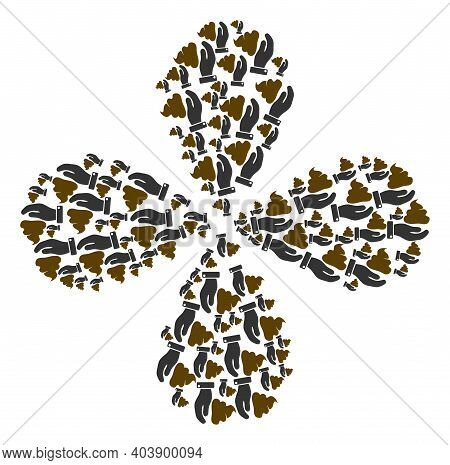 Hand Give Shit Twirl Flower Cluster. Object Twirl Created From Oriented Hand Give Shit Symbols. Vect
