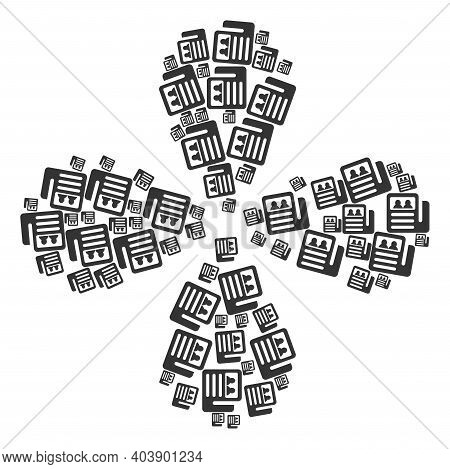 Newspaper Twirl Flower With Four Petals. Object Flower With 4 Petals Created From Oriented Newspaper
