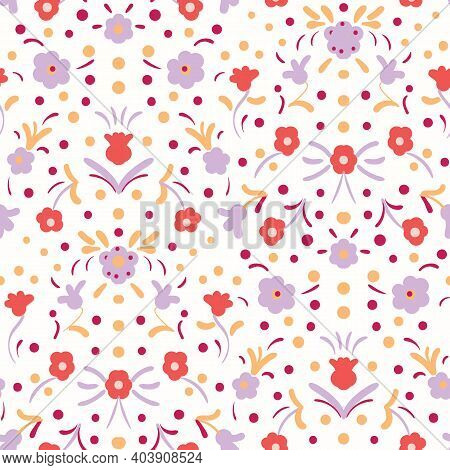 Light Colored Girly Meadow Seamless Vector Pattern. Surface Print Design For Fabrics, Stationery, Sc