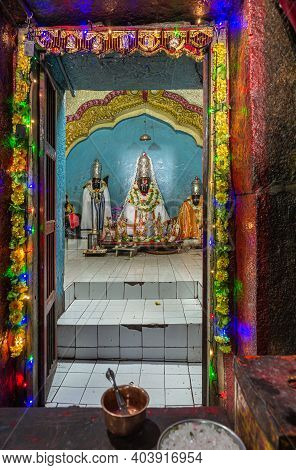 Hampi, Karnataka, India - November 5, 2013: Malyavanta Raghunatha Temple. Colorful Entrance To Inner