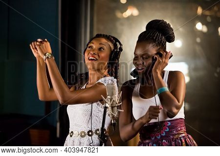 Arielle T And Selmor Mtukudzi Recording Vocal Part On Afro-pop Song In Studio