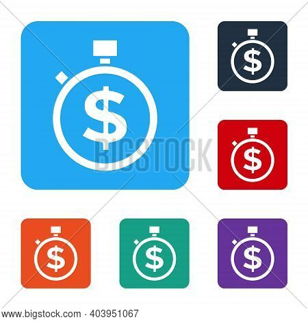 White Time Is Money Icon Isolated On White Background. Money Is Time. Effective Time Management. Con