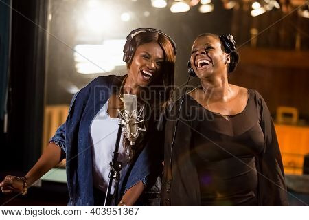 Waje Nigerian Singer Recording Vocal Part On Afro-pop Song In Studio With Judith Sephuma